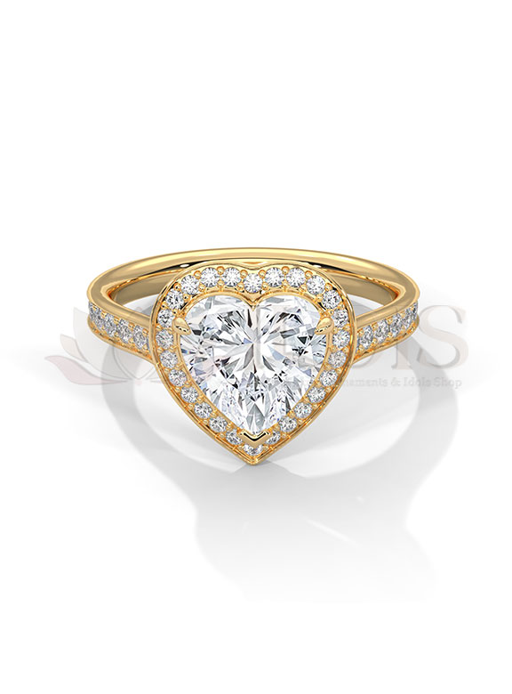 Romantic Heart Shape Halo Pave Diamond Engagement Ring